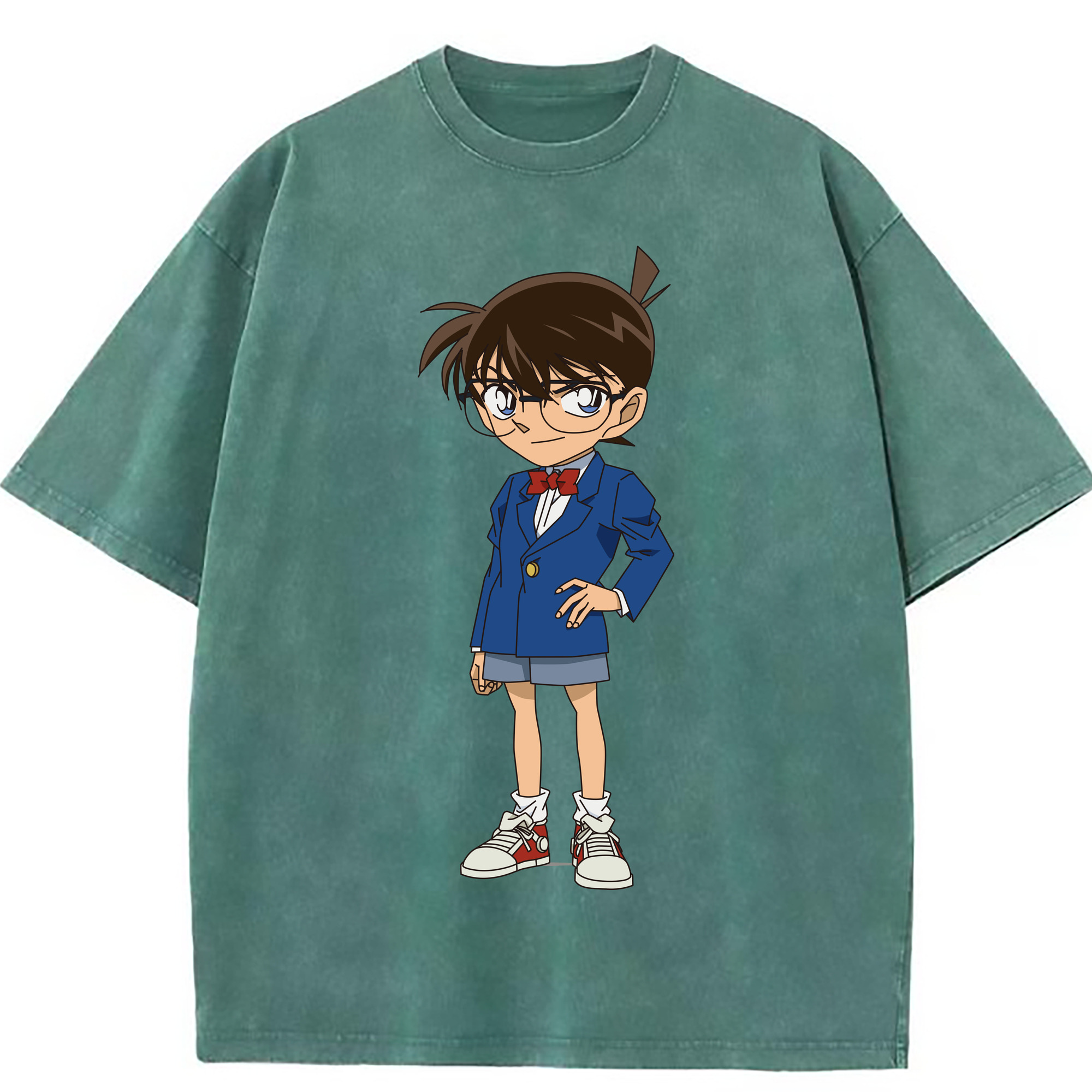 （画像用） 名探偵コナン 江戸川 コナン Detective Conan Conan Edogawa 綿100% ヴィンテージ風 半袖Tシャツ（フロントプリント）